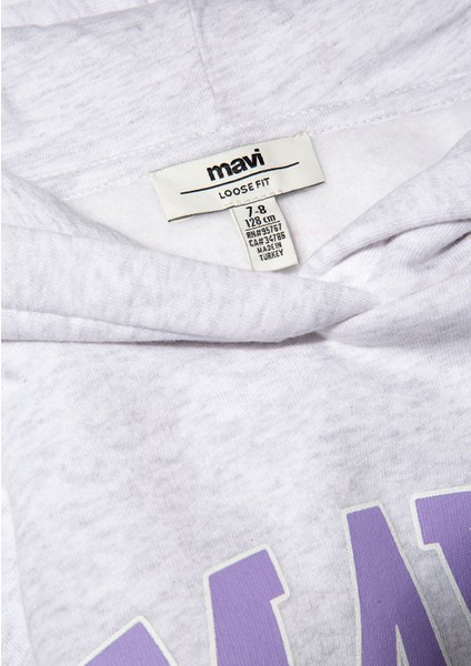 Mavi Logo Baskılı Kapüşonlu Gri Sweatshirt 7610035-85438