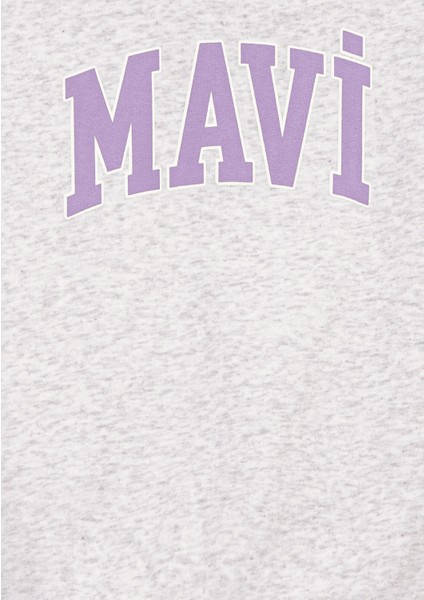 Mavi Logo Baskılı Kapüşonlu Gri Sweatshirt 7610035-85438