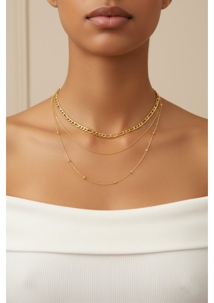 3 Sıralı Zincir Kolye Seti