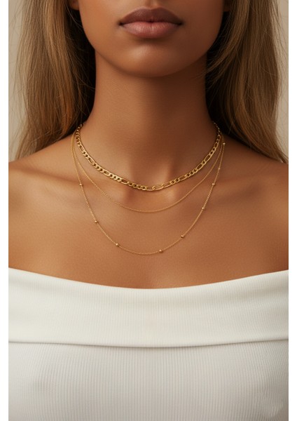 3 Sıralı Zincir Kolye Seti fırsatları