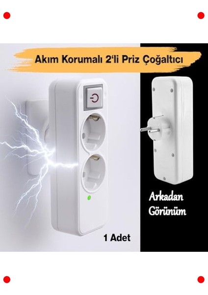 Akım Korumalı Anahtarlı 2'li Kablosuz Priz fiyatları