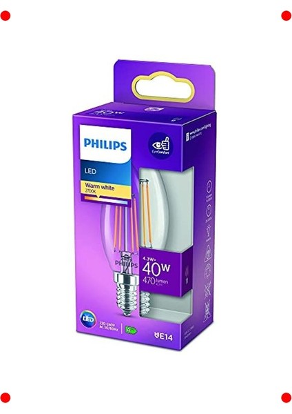 E14 Duy 40W Eşdeğeri Filament LED Mum Ampul - Sarı Işık modelleri