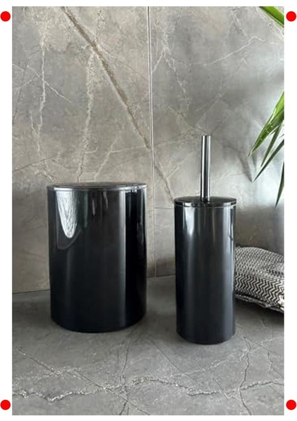 Modern 2'li Banyo Aksesuar Seti - Siyah