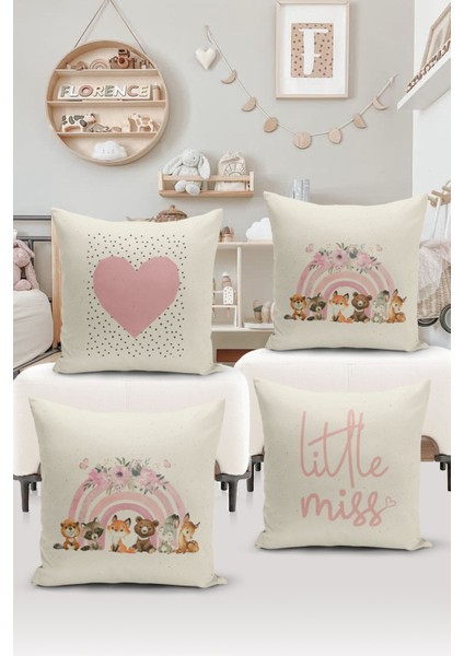 4'lü Kırlent Kılıf Seti Çocuk Bebek Odası Dijital Baskılı