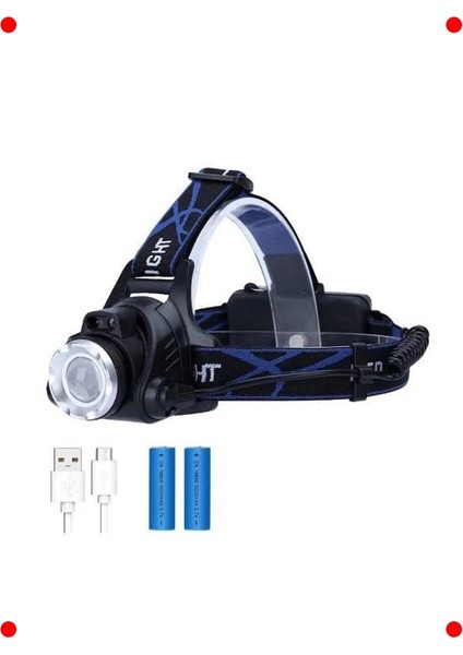 Şarjlı Zoom'lu LED Kafa Feneri, Outdoor, 300 Lümen indirimleri