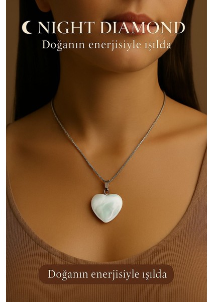 Kadın Kolye Ay Taşı Doğal Taş Zincirli Kolye