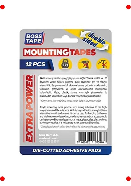 12 Adet Hazır Kesilmiş Çift Taraflı Montaj Bandı fırsatları