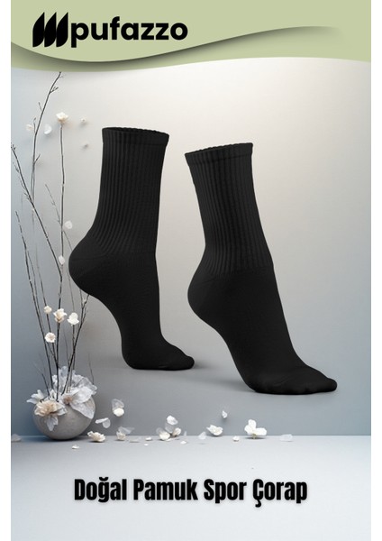 Kadın Siyah Spor Çorap 6'lı Set - Doğal Pamuk, Dikişsiz, Havlu Taban Soket Çorap fırsatları