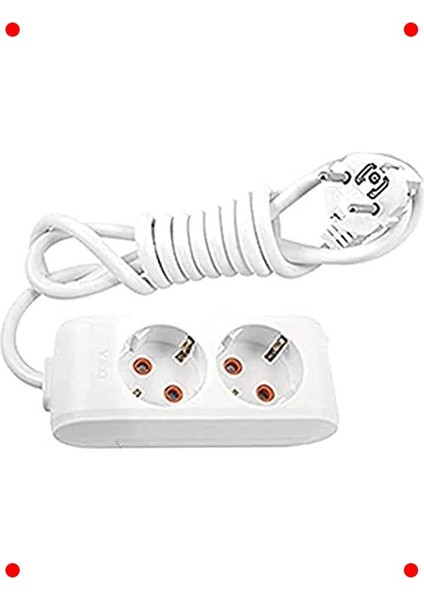 2'li Topraklı 3 Metre Kablolu Uzatma Prizi