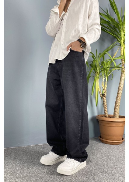 Taşlanmış Baggy Kalıp Jean - Kot Pantolon Siyah-Lacivert fiyatları