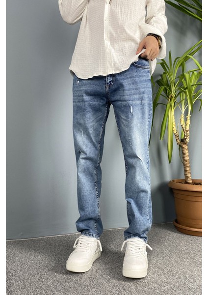 Mavi Yırtıklı Jean - Boyfriend Kot Pantolon