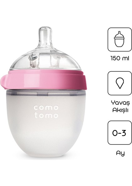 Comotomo Antikolik Silikon Biberon 150 ml 0-3 Ay Pembe