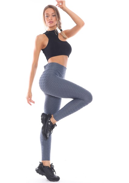 Kabartmalı Kumaş Ekstra Yüksek Bel Günlük Tayt modelleri