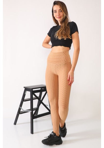 Petekli Tayt Ekstra Yüksek Bel Pamuklu