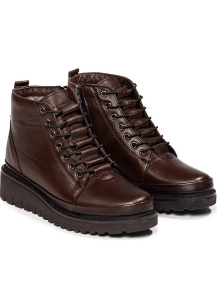 Kadın Fermuarlı Kürklü Hakiki Deri Bot