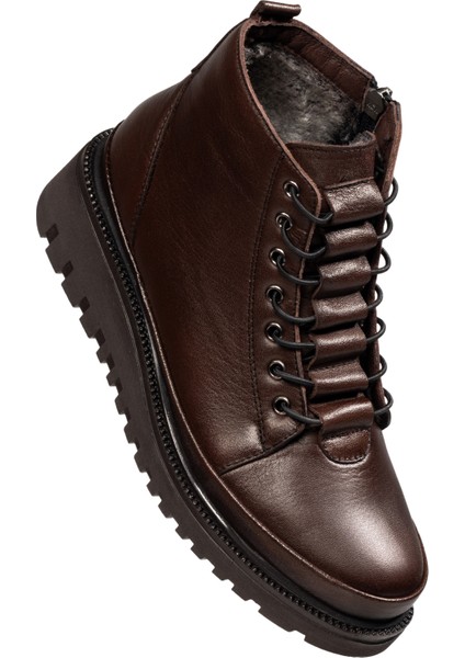 Kadın Fermuarlı Kürklü Hakiki Deri Bot