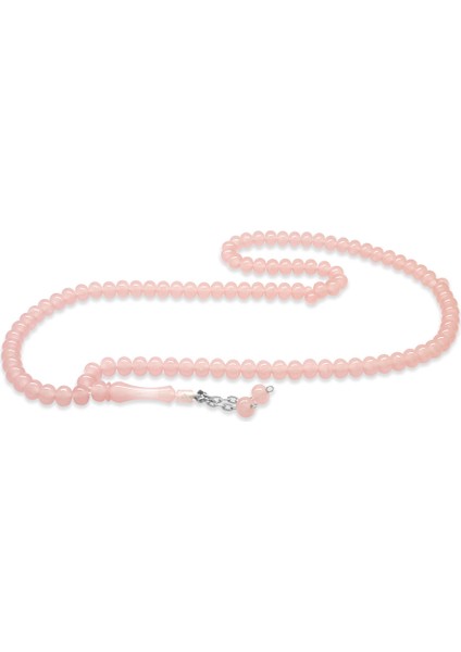 Kararmaz Metal Püsküllü Tekerlek Kesim Pembe Renk 99 Taneli Kedigözü Namaz Tesbihi