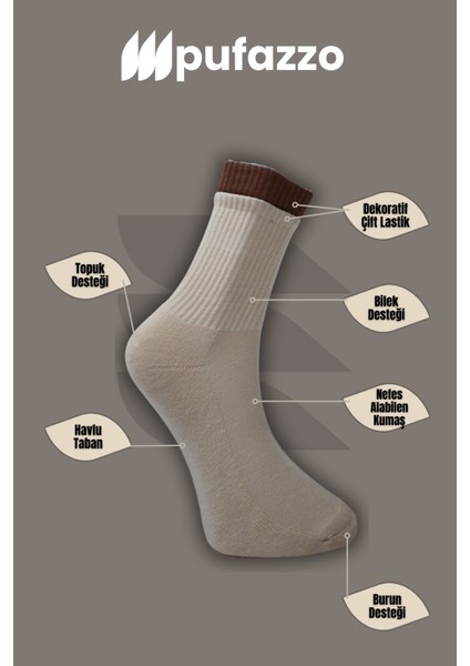 Kadın Spor Çorap 6'lı Set – Çift Lastik | Doğal Pamuk | Havlu Taban | Dikişsiz Çorap fiyatları