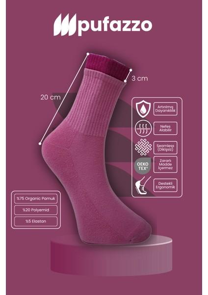 Kadın Spor Çorap 6'lı Set – Çift Lastik | Doğal Pamuk | Havlu Taban | Dikişsiz Çorap modelleri