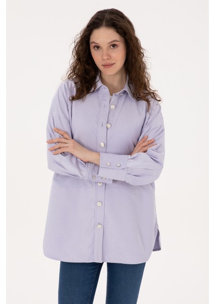 Kadın Lila Gömlek Desenli 50308740-VR245