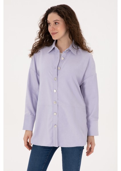 Kadın Lila Gömlek Desenli 50308740-VR245 modelleri