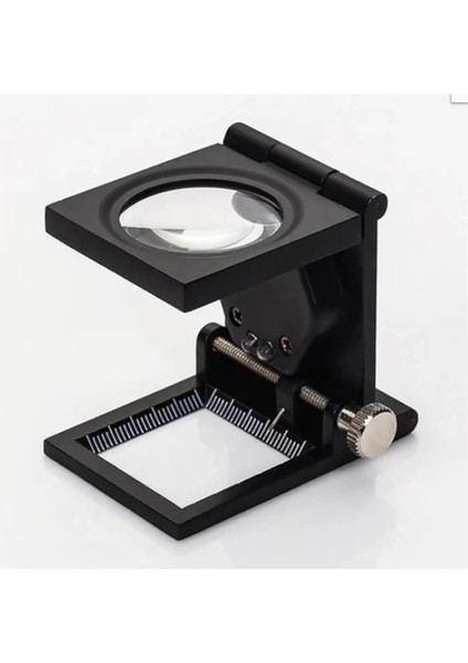 28X28 mm Katlanır Sayaçlı Metal Lüp, 2 LED Işıklı Büyüteç Tekstil TH9005A