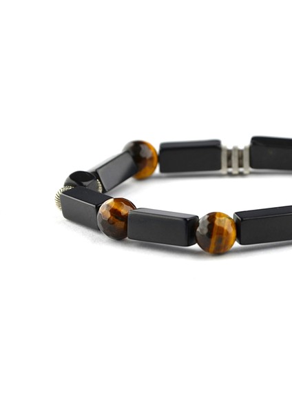 5'li Kaplan Gözü ve Oltu Taşı Bileklik