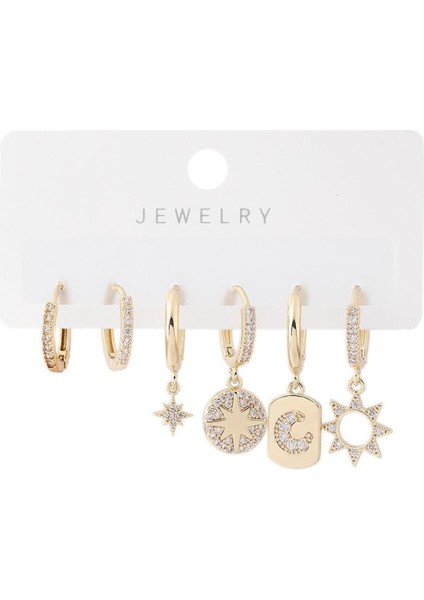 Altılı Set Küpe Gold