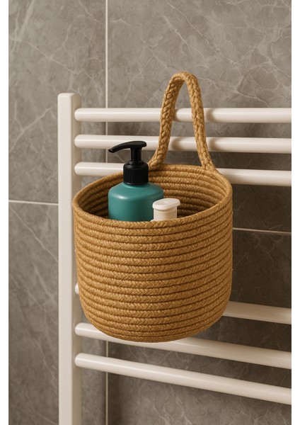 Asep Askılı Halat El Dokuma Banyo Sepeti 25X20CM Duvara Asılabilir Çok Amaçlı Düzenleyici ve Saklama modelleri