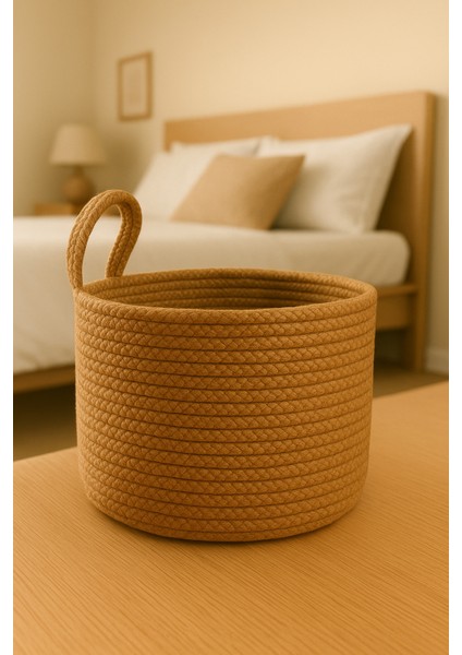 Asep Askılı Halat El Dokuma Banyo Sepeti 25X20CM Duvara Asılabilir Çok Amaçlı Düzenleyici ve Saklama