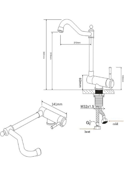 Mutfak Pencere Önü Katlanır Evye Bataryası Rustik Yeni Mat Siyah Renk 7 Yıl Garantili Ithal