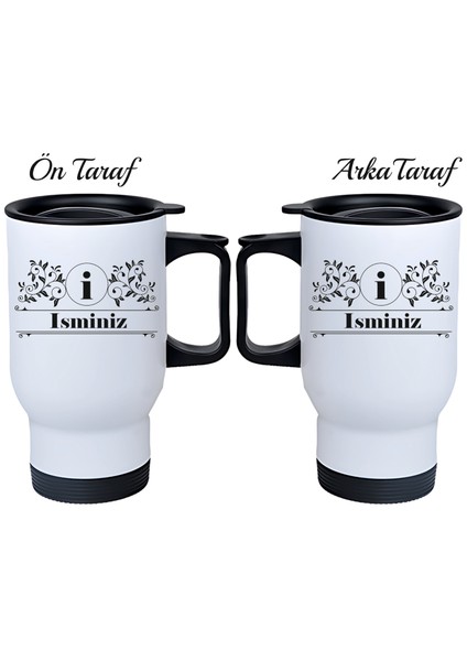 Kişiye Özel Kulplu Çelik Termos Bardak Harf Isim Temalı