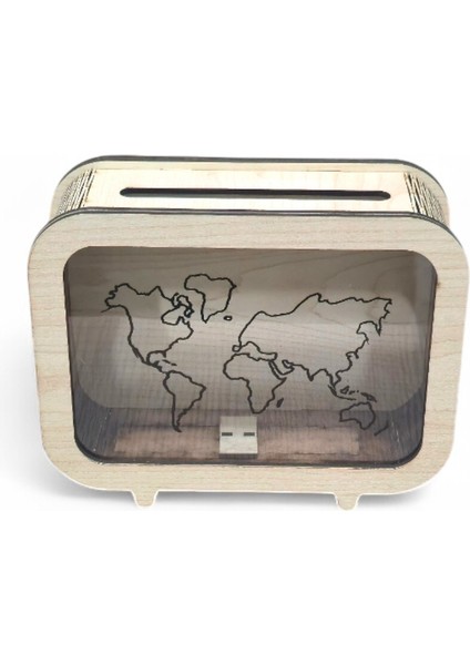 Anıbox - Hatıra Kumbarası - Ahşap Anı Biriktirme Kutusu - Time To Travel