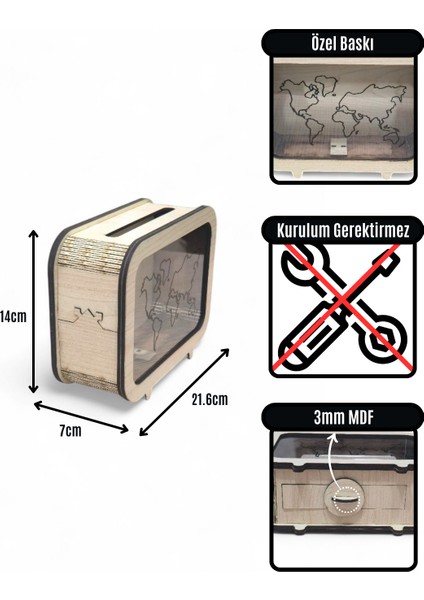 Anıbox - Hatıra Kumbarası - Ahşap Anı Biriktirme Kutusu - Time To Travel indirimleri