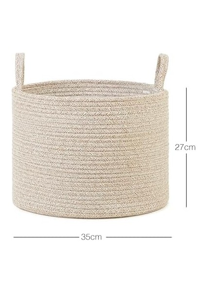 Textile Bej Kırçıllı Pamuklu Halat Sepet 35 x 27 cm fiyatları