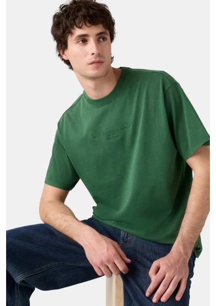 Vintage Erkek Yuvarlak Yaka Yeşil T-Shirt - 87373-0361