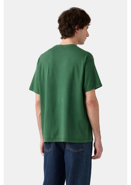 Vintage Erkek Yuvarlak Yaka Yeşil T-Shirt - 87373-0361 fırsatları