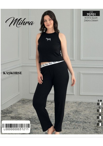 70105 Kaşkorse Sıfırkol Kadın Pijama Takım