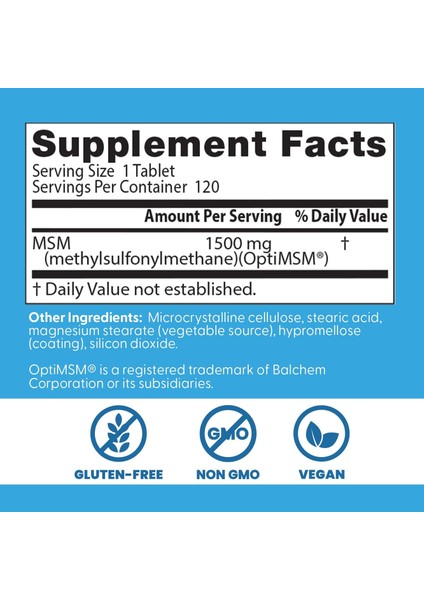Doctors Best Msm Supports Hair Skin, Nails & Joints Methylsulfonylmethane 120 Tablet fiyatları