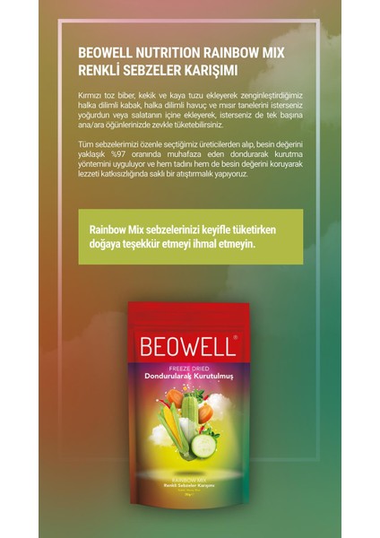 Rainbow Mix – Freeze Dried Dondurularak Kurutulmuş Renkli Sebze