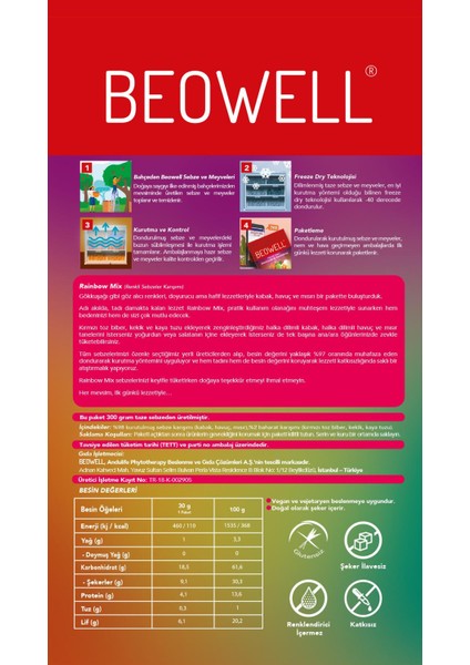 Rainbow Mix – Freeze Dried Dondurularak Kurutulmuş Renkli Sebze