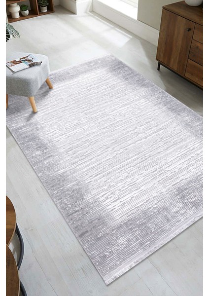 Arden Collection Gri Modern Saçaklı Yumuşak Dokuma Makine Halısı Salon Oturma Odası Mutfak Koridor