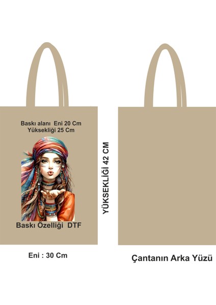 Ekolojik Saplı Bez Poşet – 30X42 Cm, Pamuk, Dtf Desenli fiyatları