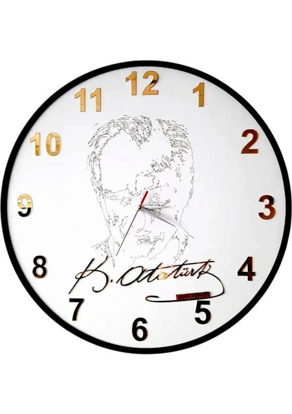 Bch Atatürk ve Imzası Detaylı Duvar Saati