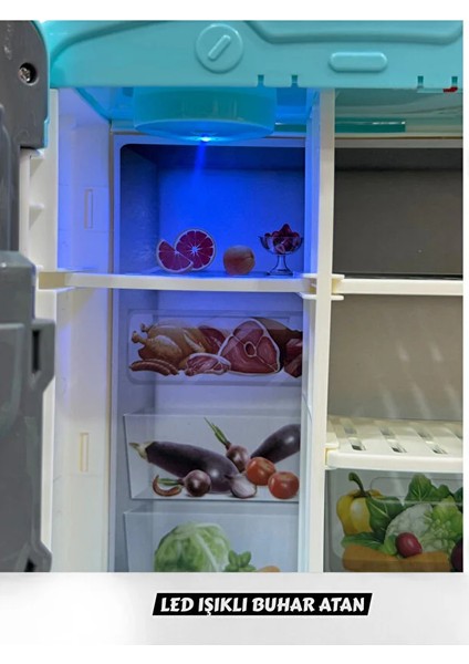 LED Işıklı Buhar Sprey Atan Açılabilir Çift Kapılı Buzdolabı Aksesuarlı Sesli Müzikli 26 cm