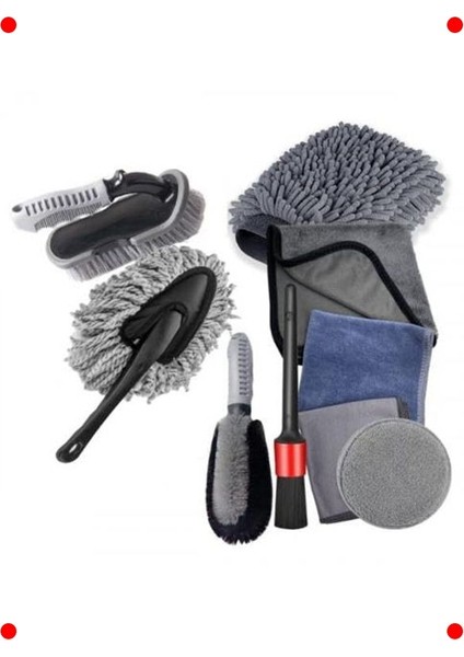 9 Parça Mikrofiber Araç Temizleme & Bakım Seti