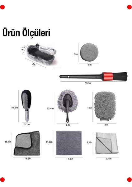 9 Parça Mikrofiber Araç Temizleme & Bakım Seti indirimleri
