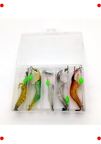 Fosforlu Silikon Karides Yem Seti - 5 Adet, 7.5cm