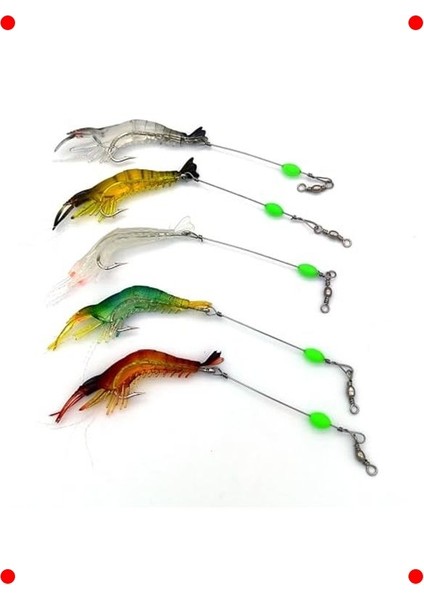 Fosforlu Silikon Karides Yem Seti - 5 Adet, 7.5cm modelleri