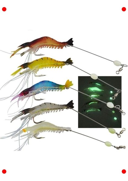 Fosforlu Silikon Karides Yem Seti - 5 Adet, 7.5cm fırsatları